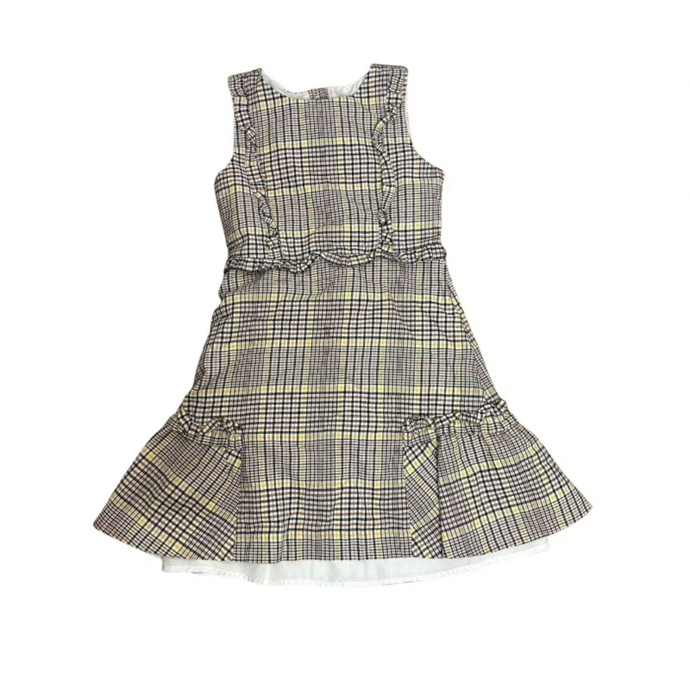 Janie and Jack Girls Size 8 Plaid Ruffle Sleeveless Dress Preppy Classic Fall